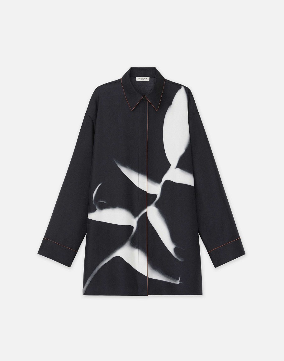 Lafayette 148 New York Blouses & Shirts | Martha Madigan X L148 Print Silk Twill Oversized Blouse Black Multi