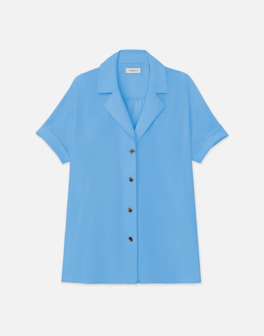 Lafayette 148 New York Blouses & Shirts | Sandwashed Silk Notch Collar Blouse Eucalyptus