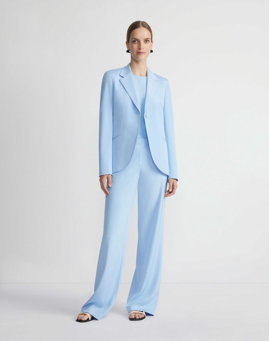 Lafayette 148 New York Pants & Shorts | Organic Silk Stretch Crepe De Chine Sullivan Pant Sky Blue