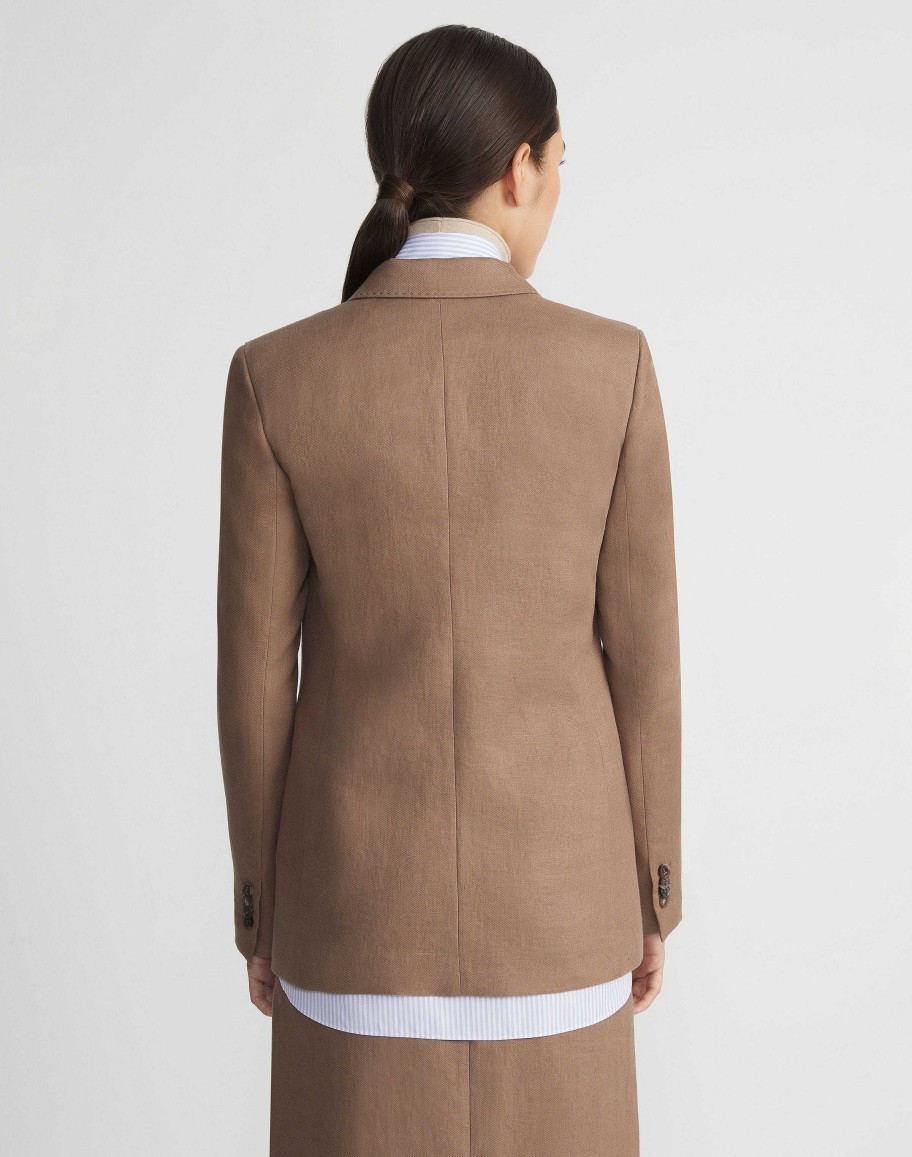 Lafayette 148 New York Jackets & Blazers | Linen Single Button Cutaway Blazer Deep Acorn