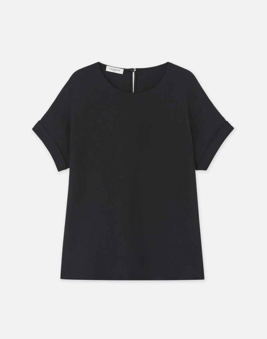 Lafayette 148 New York Blouses & Shirts | Organic Silk Georgette Cuffed T-Shirt Blouse Cloud