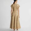 Lafayette 148 New York Dresses | Eco Flora Jacquard Linen-Viscose Flared Dress Cadet Khaki