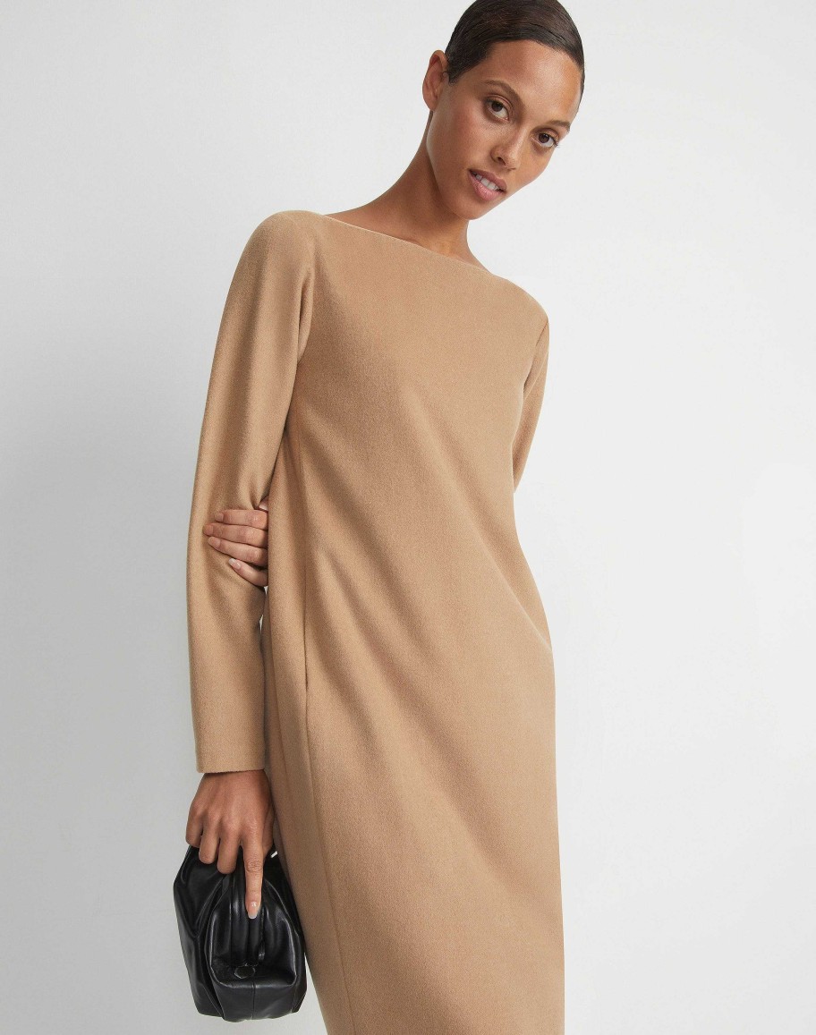 Lafayette 148 New York Dresses | Hair Bateau Neck Dress Camel