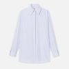 Lafayette 148 New York Dresses | Stripe Cotton Poplin Button Sleeve Oversized Shirt Wild Bluet Multi