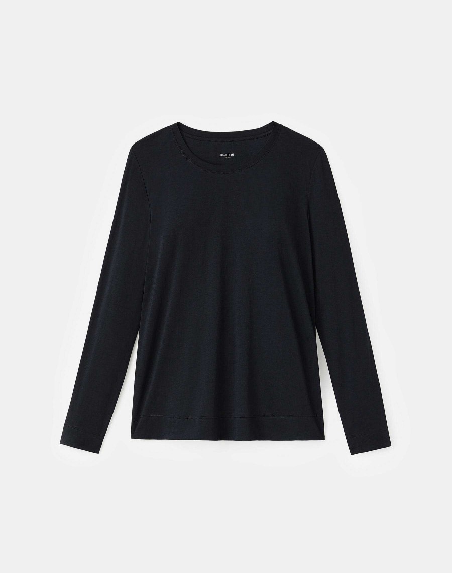 Lafayette 148 New York Tops & Tees | Cotton Jersey Modern Long Sleeve Tee White