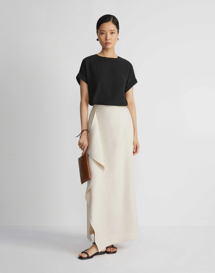 Lafayette 148 New York Blouses & Shirts | Organic Silk Georgette Cuffed T-Shirt Blouse Cloud