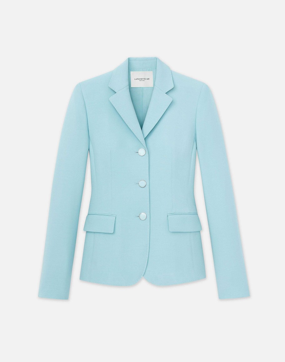 Lafayette 148 New York Jackets & Blazers | Wool-Silk Crepe Academy Blazer Sea Grass