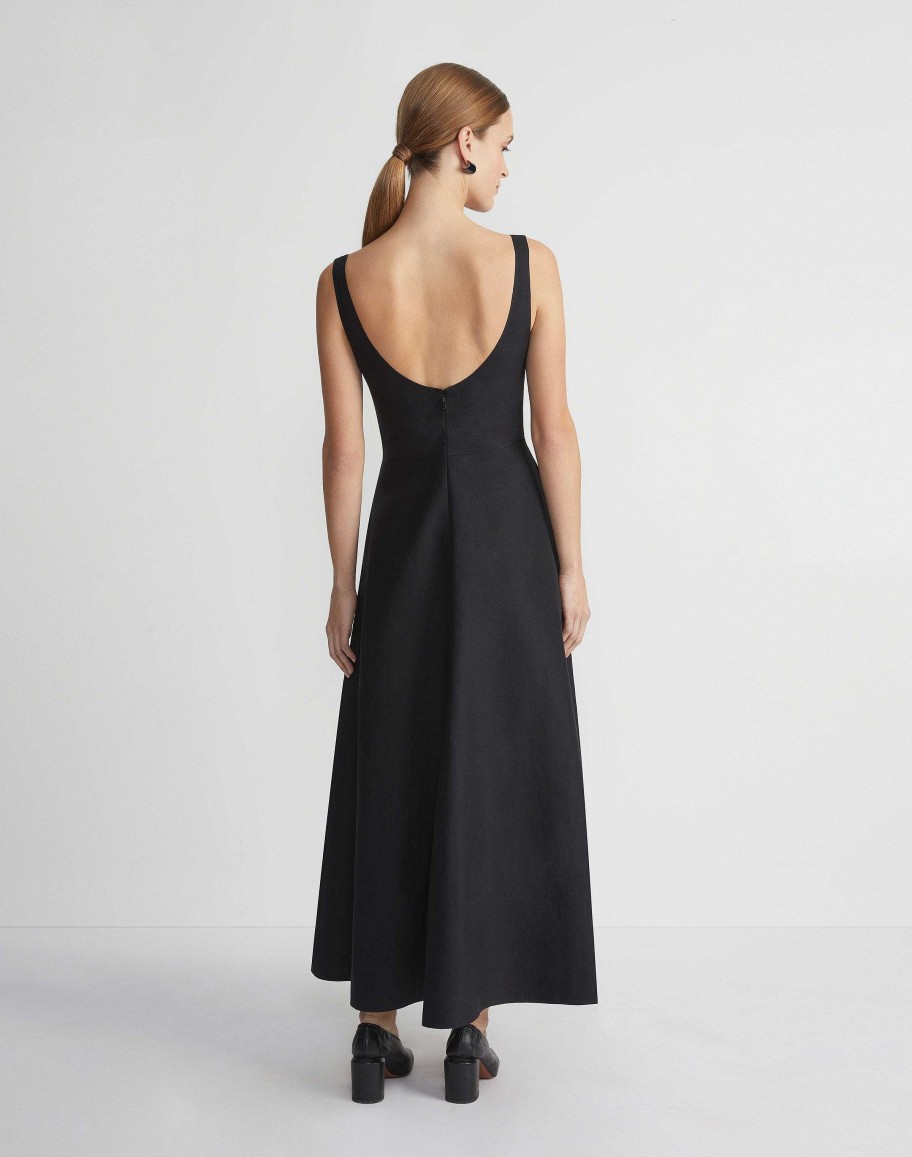 Lafayette 148 New York Dresses | Silk-Linen Bateau Gown Black