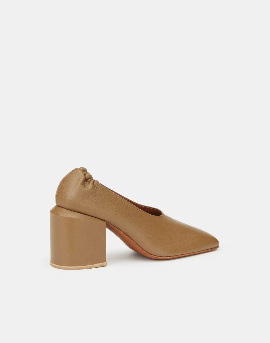 Lafayette 148 New York Heels | Nappa Leather Square Toe Pump Cadet Khaki