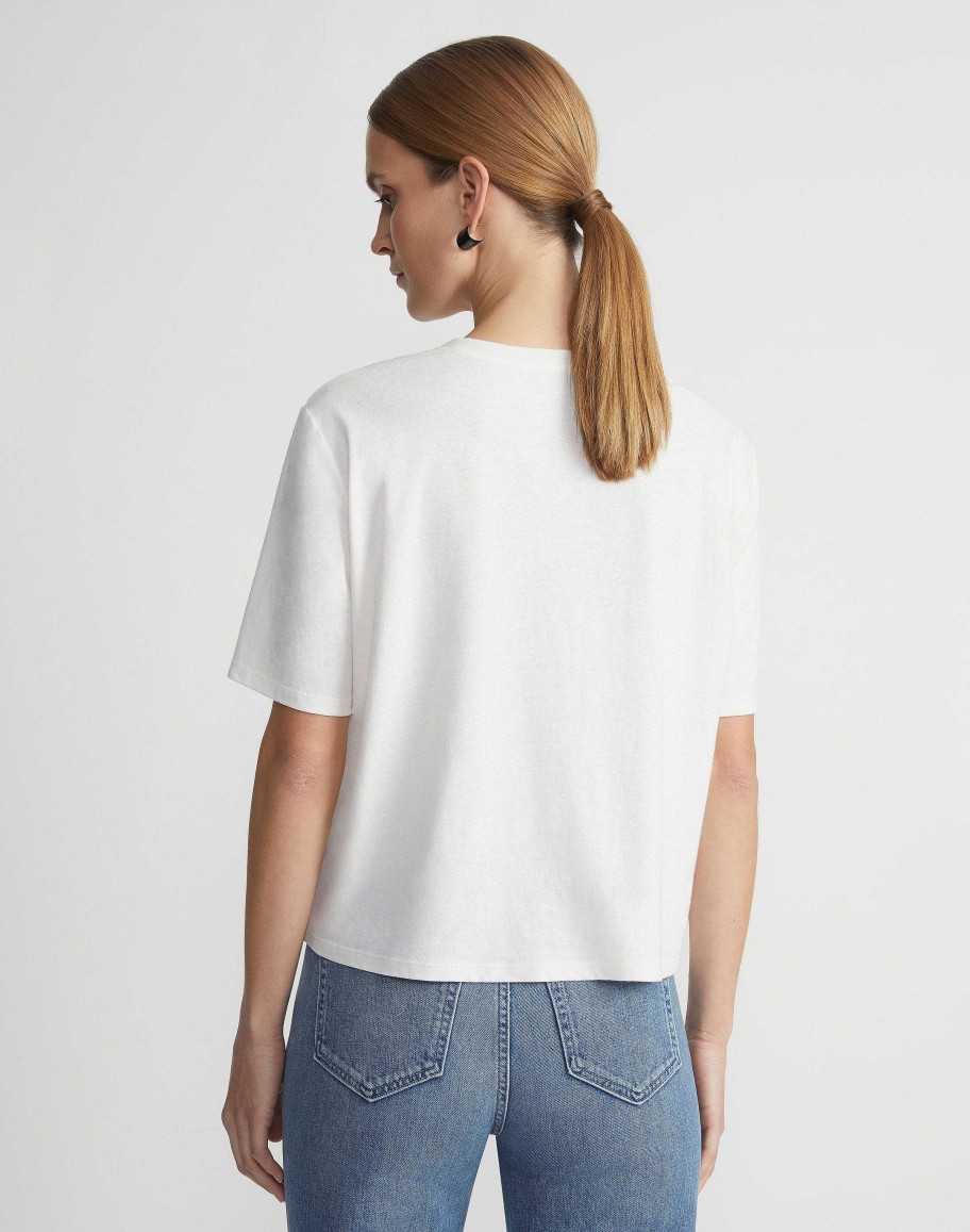 Lafayette 148 New York Tops & Tees | Linen-Cotton Jersey Pocket T-Shirt White