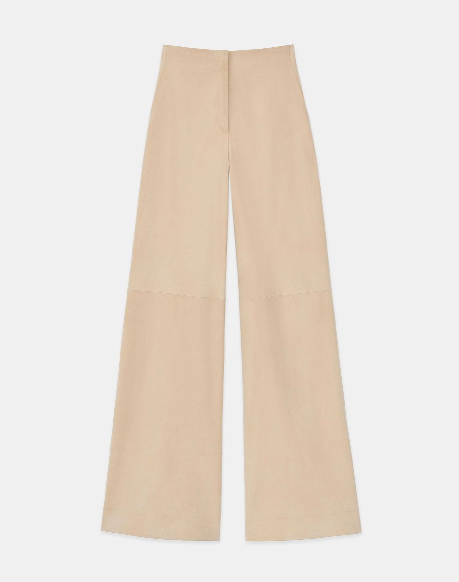 Lafayette 148 New York Pants & Shorts | Paperfine Suede Thames Wide Leg Pant Dune