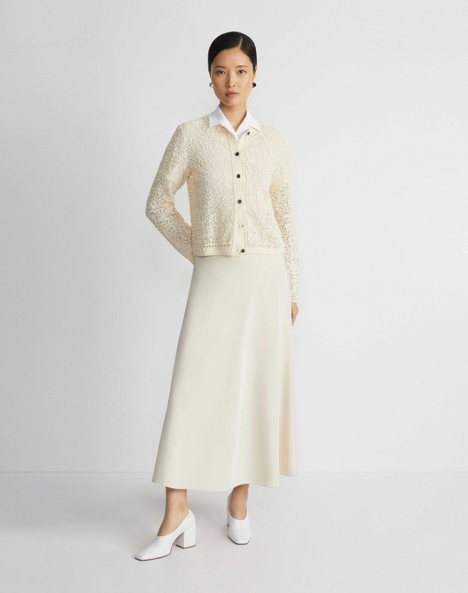 Lafayette 148 New York Jackets & Blazers | Soutache Embroidered Cotton Cardigan Creme Fraiche