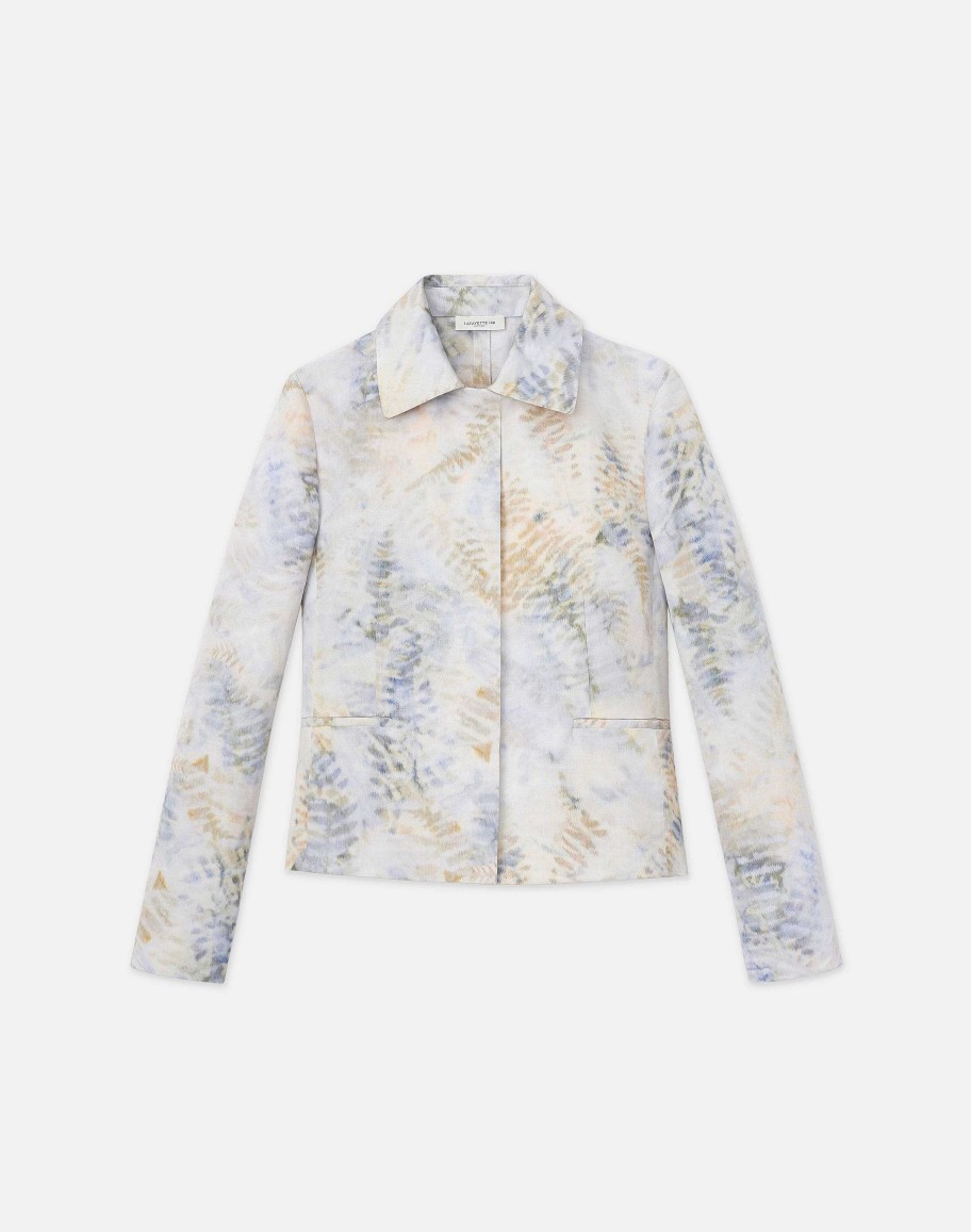 Lafayette 148 New York Jackets & Blazers | Eco Fern Print Linen-Poly Jacket Bluestone Multi