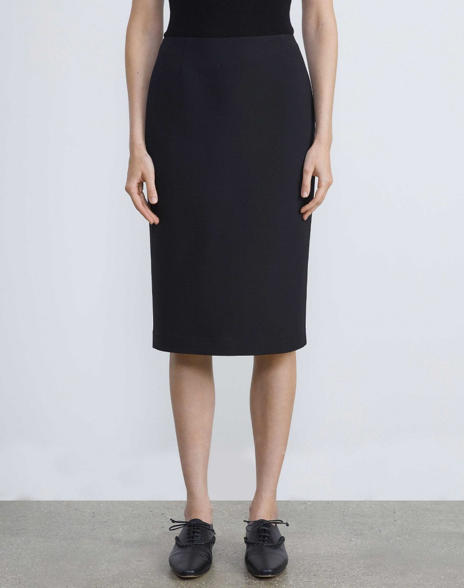 Lafayette 148 New York Skirts | Wool-Silk Crepe Pencil Skirt Black