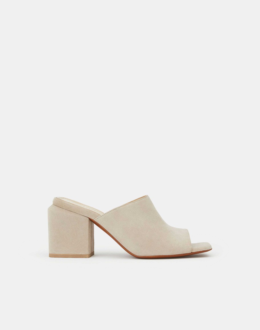 Lafayette 148 New York Sandals | Suede Heeled Mule Sandstone