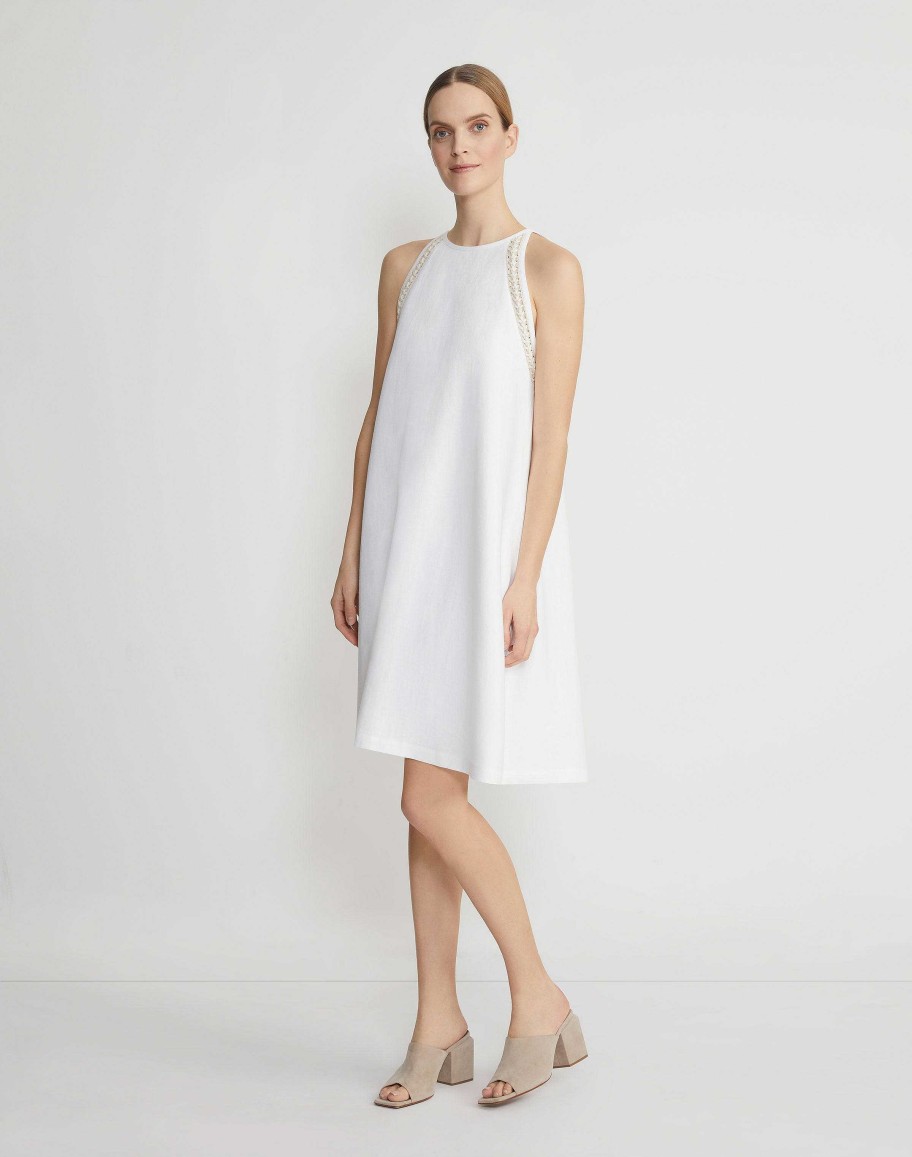 Lafayette 148 New York Dresses | Linen Hand Crochet Swing Dress White