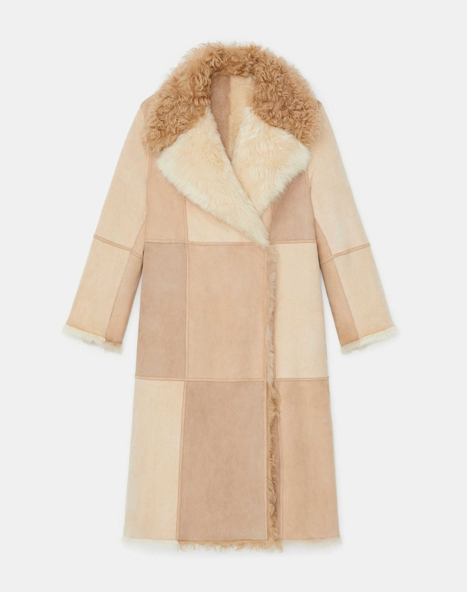 Lafayette 148 New York Coats & Outerwear | Long Hair Shearling Reversible Double-Breasted Overcoat Rye