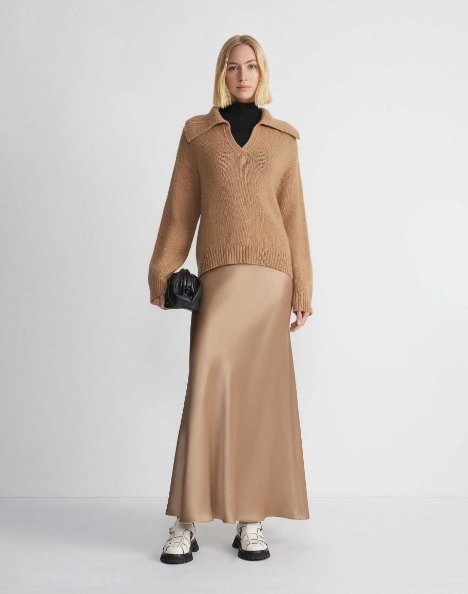 Lafayette 148 New York Sweaters & Knits | Hair Chainette Collared Sweater Camel