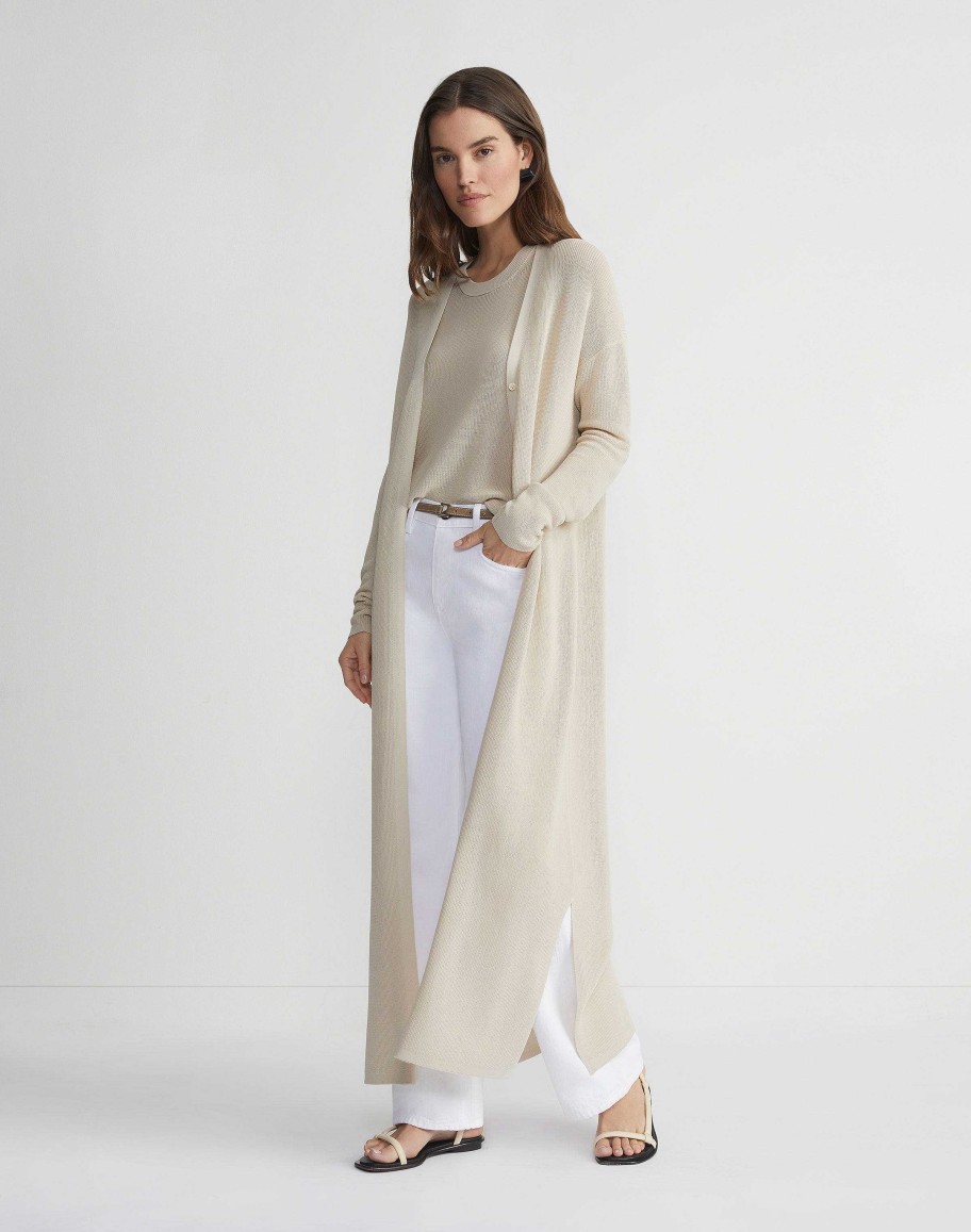 Lafayette 148 New York Sweaters & Knits | Mercerized Cotton Ribbed Duster Cardigan Pebble