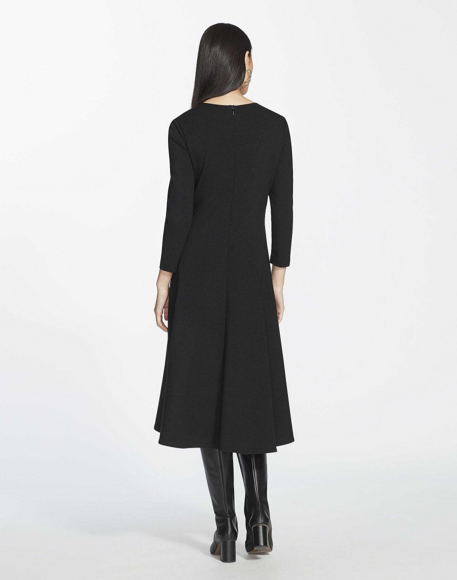 Lafayette 148 New York Dresses | Punto Milano Flared Midi Dress Black