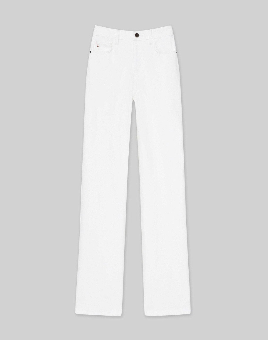 Lafayette 148 New York Pants & Shorts | L148 Denim Wyckoff Wide-Leg Jean White