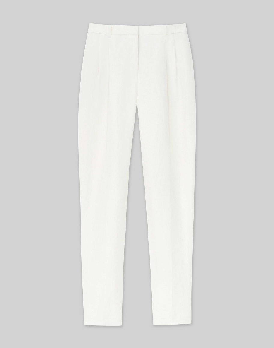 Lafayette 148 New York Pants & Shorts | Silk-Linen Macdougal Pant Alabaster