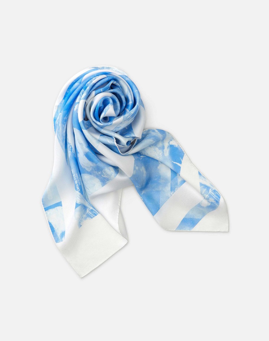 Lafayette 148 New York Wraps & Scarves | Eco Flora Print Silk Scarf Sky Blue Multi