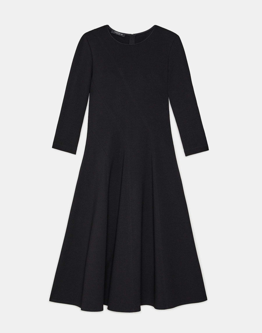 Lafayette 148 New York Dresses | Punto Milano Flared Midi Dress Black