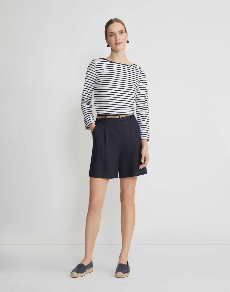 Lafayette 148 New York Tops & Tees | Naval Stripe Cotton Jersey Bateau Top Navy Multi