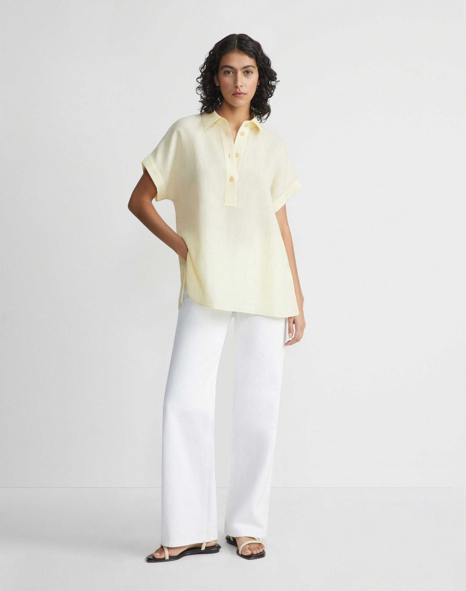 Lafayette 148 New York Blouses & Shirts | Organic Linen Dolman Polo Pumice Melange