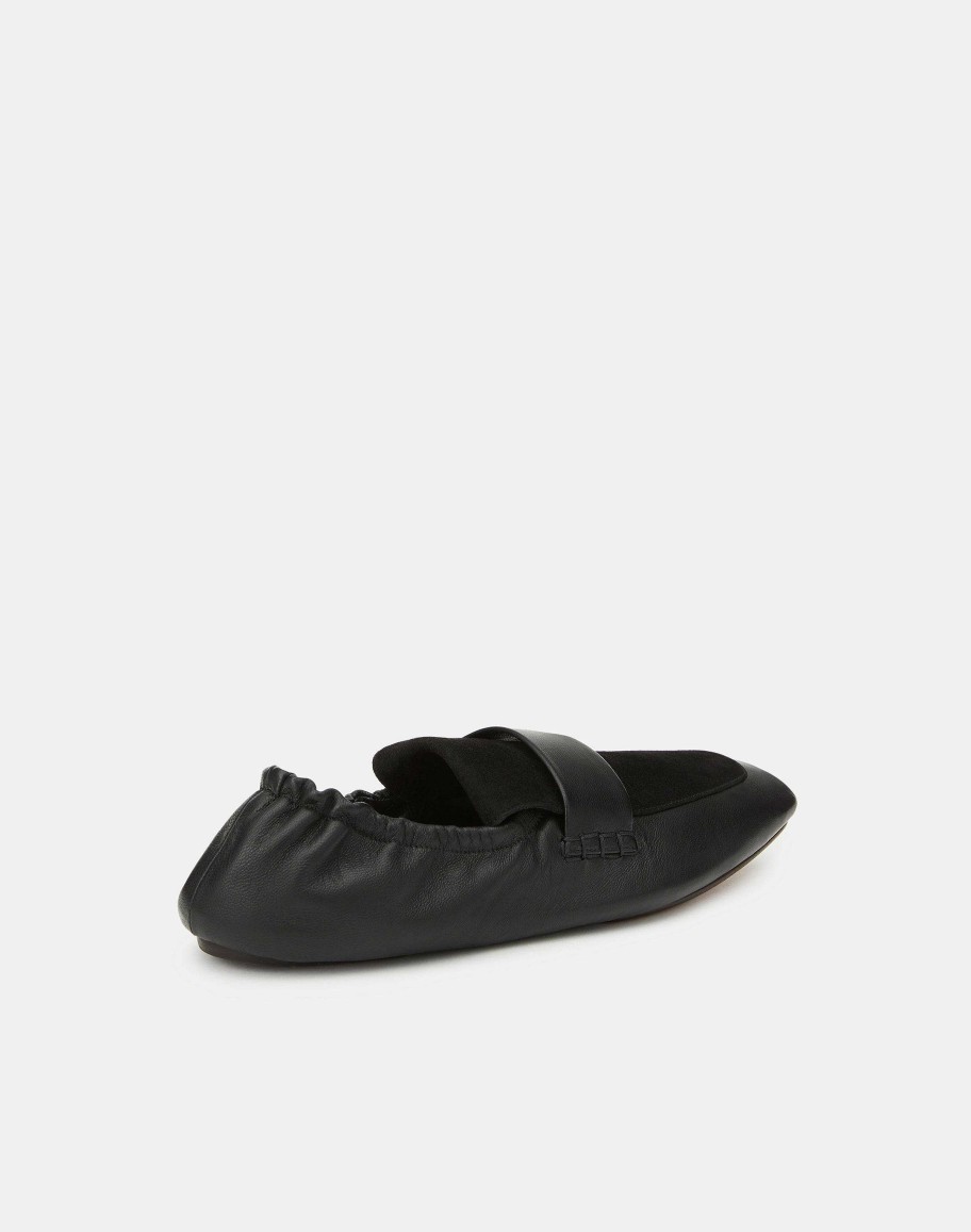 Lafayette 148 New York Ballets | Nappa Leather & Suede Packable Loafer Black