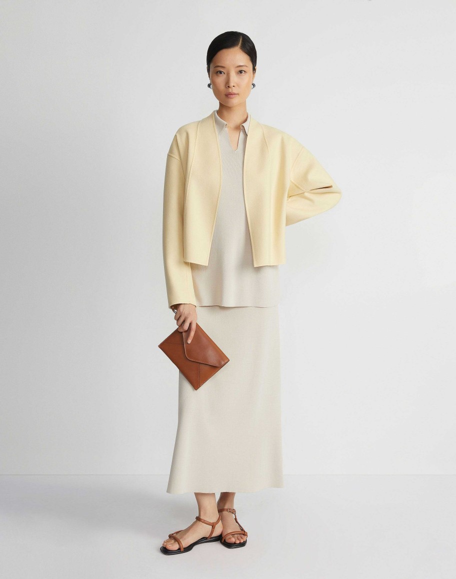 Lafayette 148 New York Skirts | Mercerized Cotton Ribbed Skirt Pebble