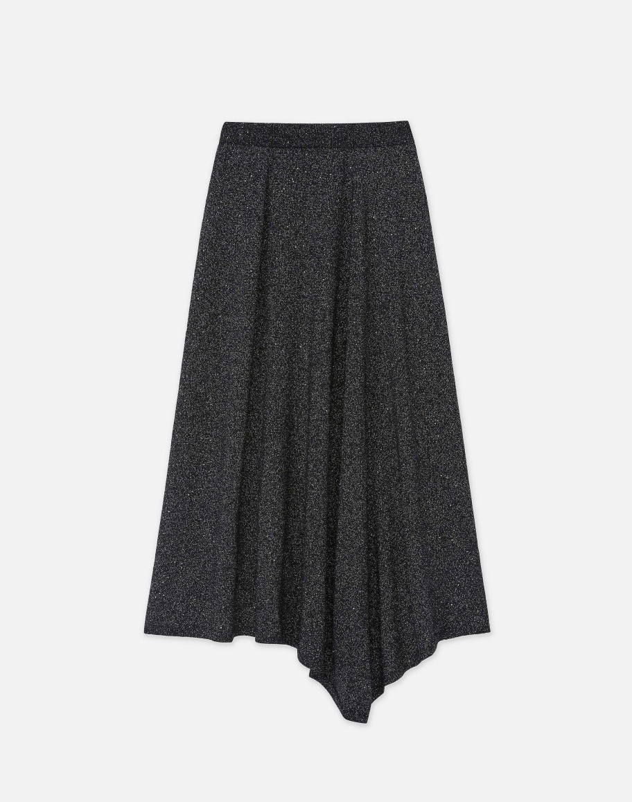 Lafayette 148 New York Skirts | Merino Wool-Silk Sequin Knit Skirt Black Metallic