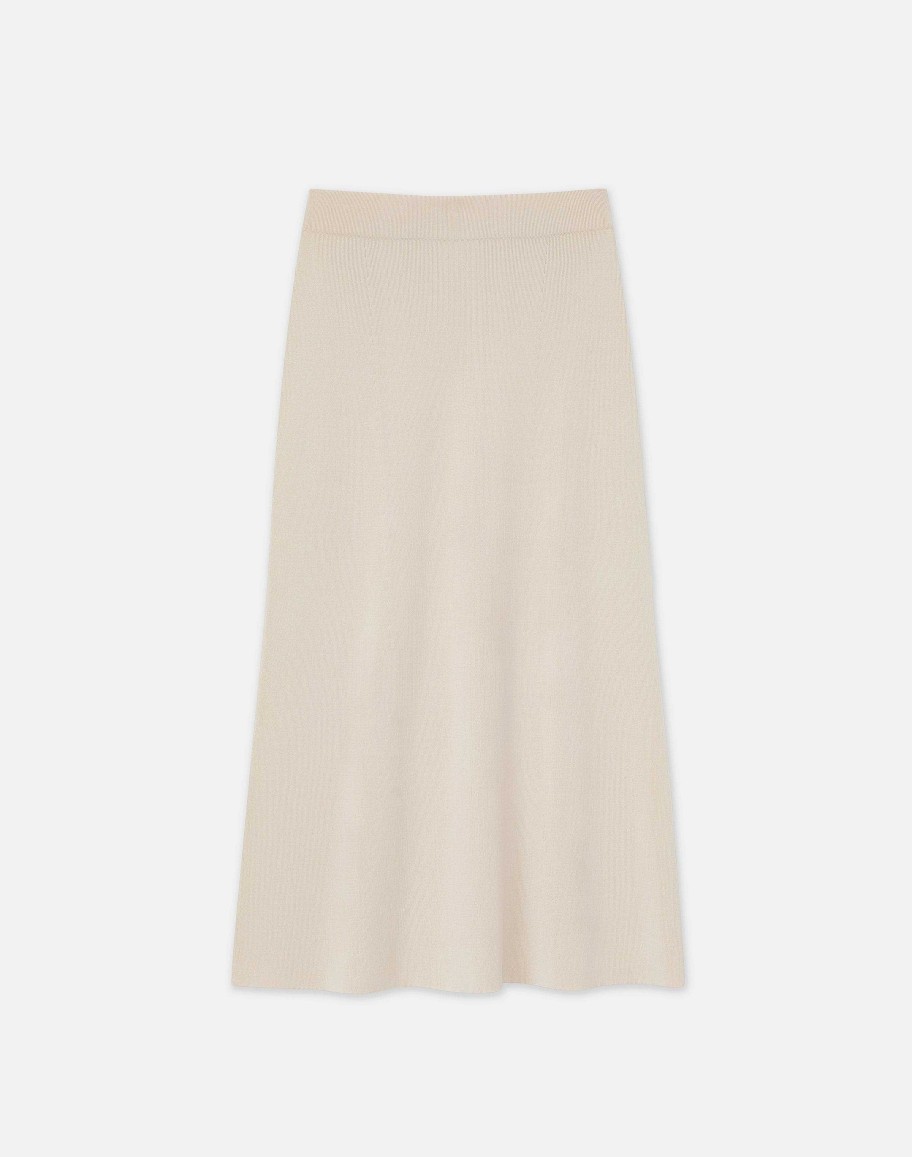 Lafayette 148 New York Skirts | Mercerized Cotton Ribbed Skirt Pebble