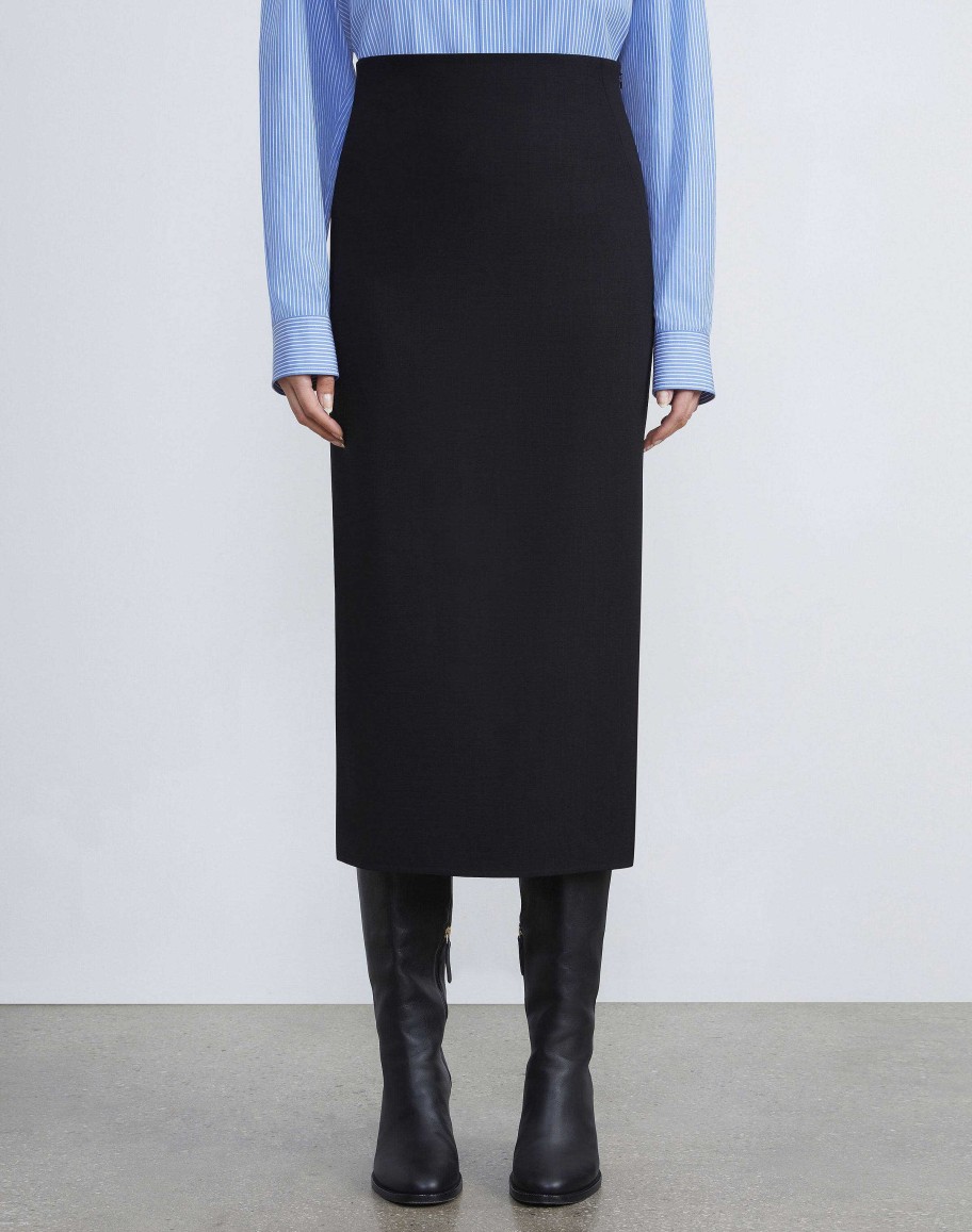 Lafayette 148 New York Skirts | Responsible Wool Double Face Pencil Skirt Black