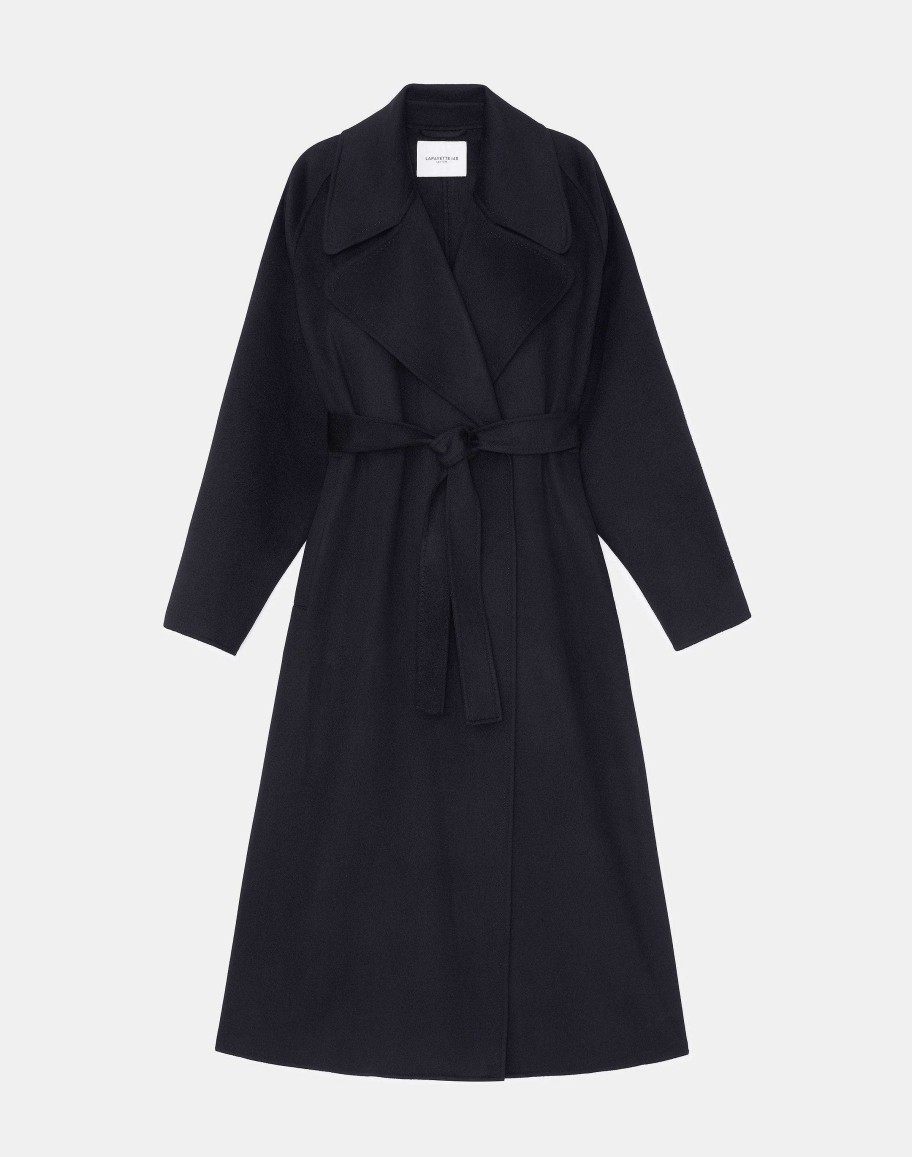 Lafayette 148 New York Jackets & Blazers | Double Face Cashmere Oversized Trench Coat Black