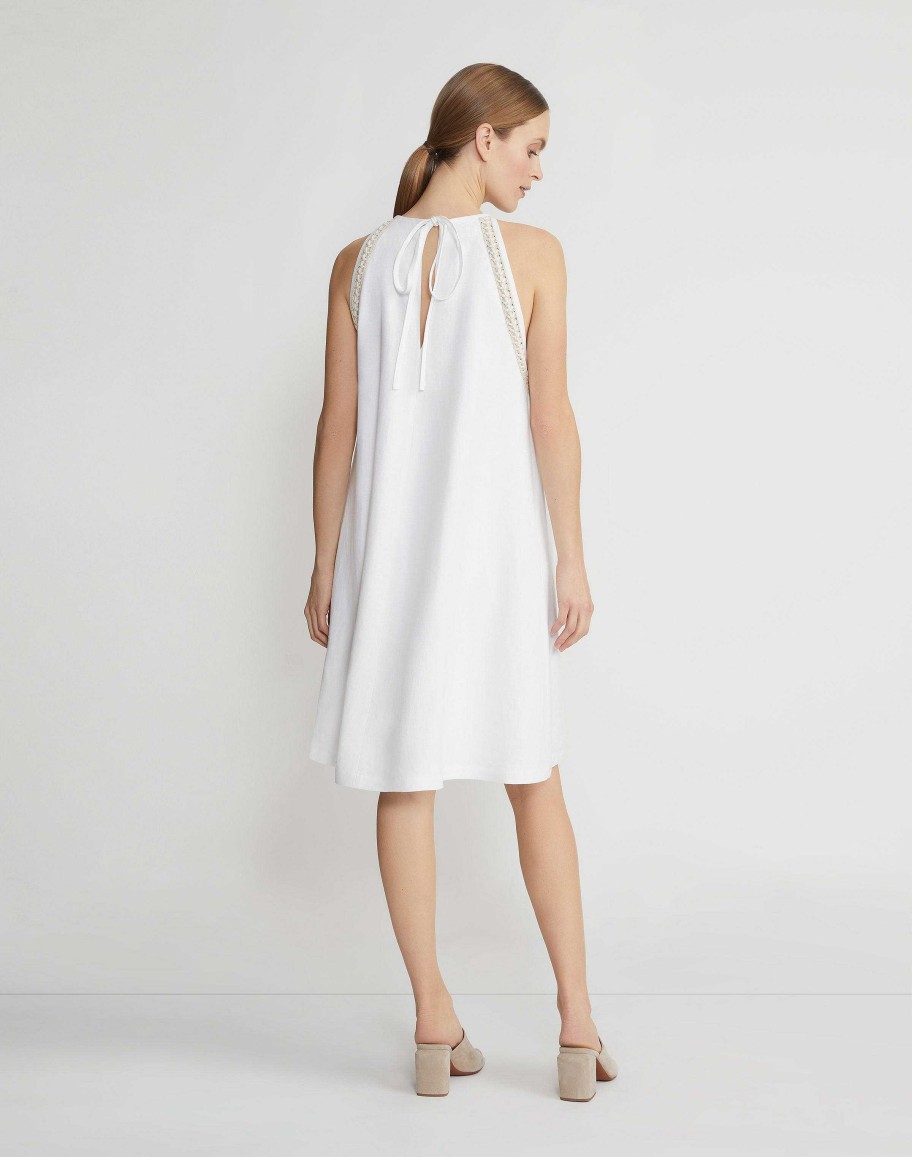 Lafayette 148 New York Dresses | Linen Hand Crochet Swing Dress White