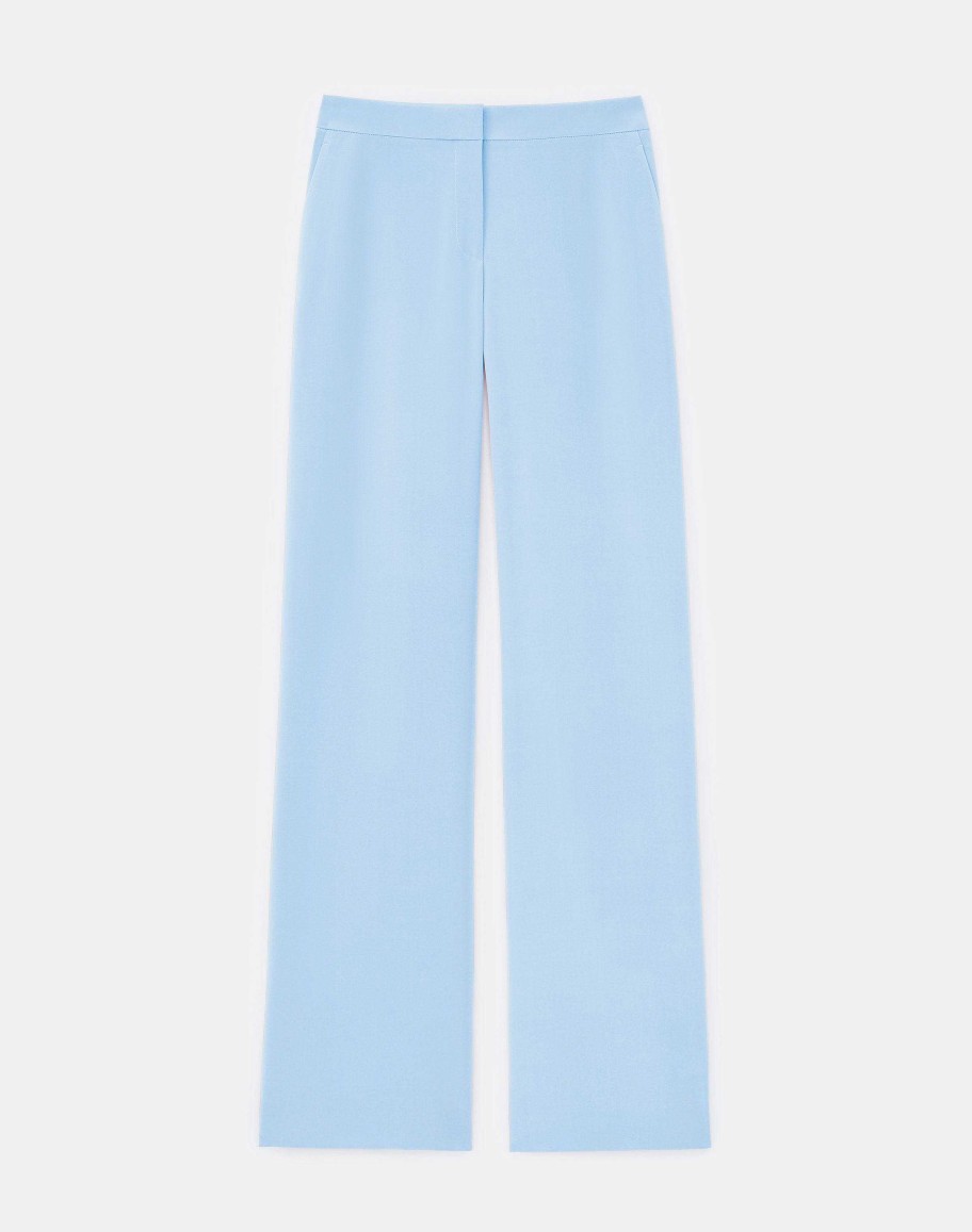 Lafayette 148 New York Pants & Shorts | Organic Silk Stretch Crepe De Chine Sullivan Pant Sky Blue