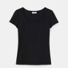 Lafayette 148 New York Tops & Tees | Cotton Rib Scoop Neck T-Shirt Ice Water