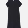 Lafayette 148 New York Dresses | Silk Stretch Georgette T-Shirt Dress Black