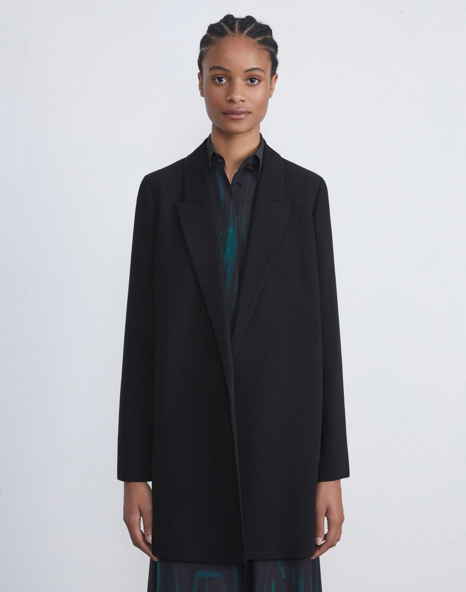 Lafayette 148 New York Jackets & Blazers | Responsible Finesse Crepe Peak Lapel Jacket Black