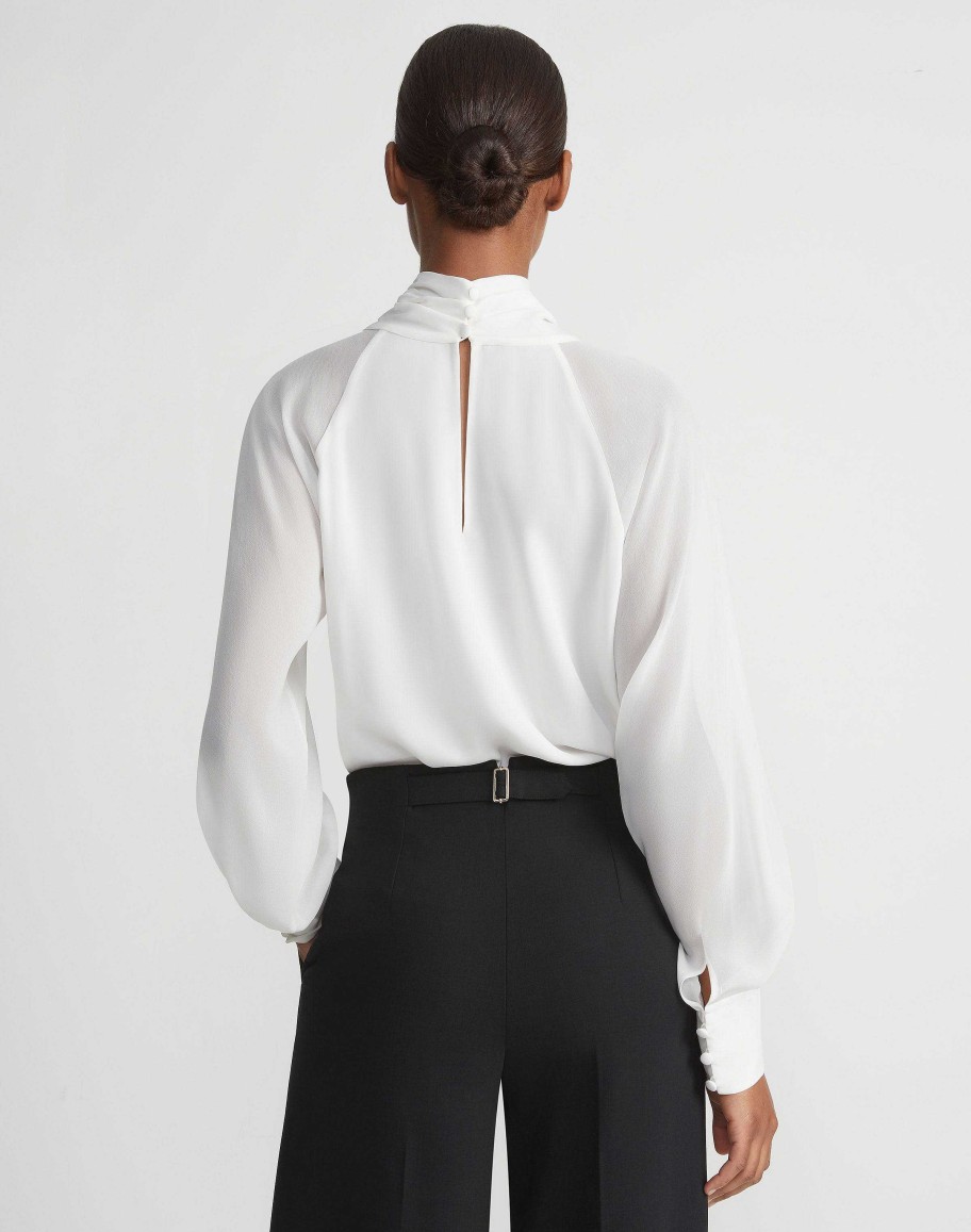 Lafayette 148 New York Blouses & Shirts | Opaque & Sheer Silk Wrap Blouse Cloud