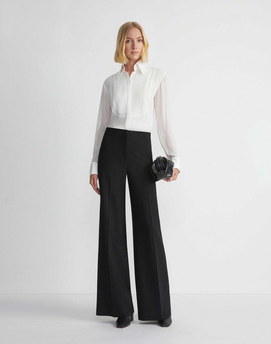 Lafayette 148 New York Blouses & Shirts | Silk Georgette Pintuck Bib Blouse Cloud