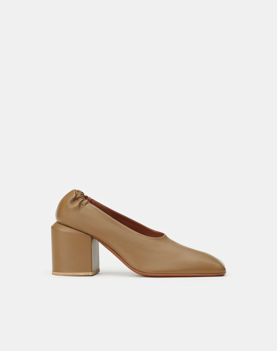 Lafayette 148 New York Heels | Nappa Leather Square Toe Pump Cadet Khaki