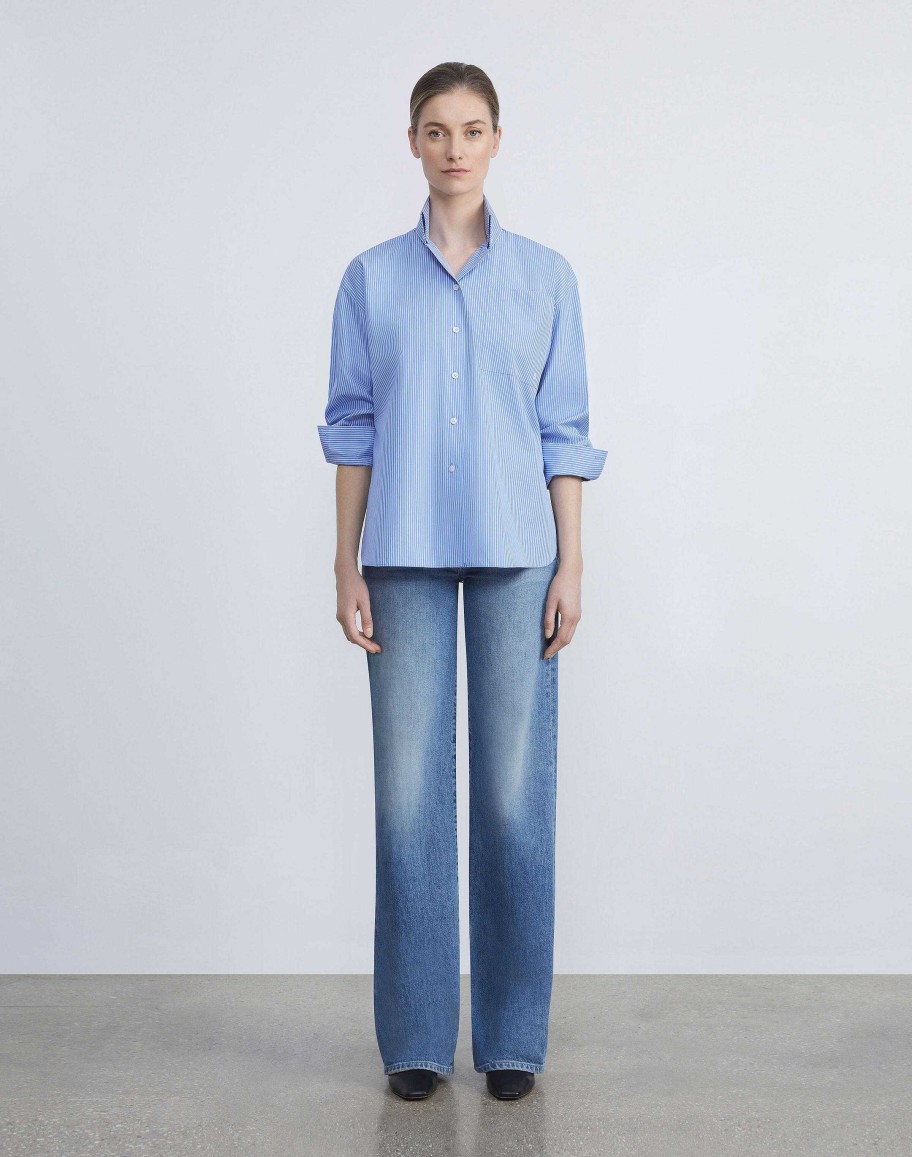 Lafayette 148 New York Pants & Shorts | L148 Denim Wyckoff Wide-Leg Jean Faded Skyline