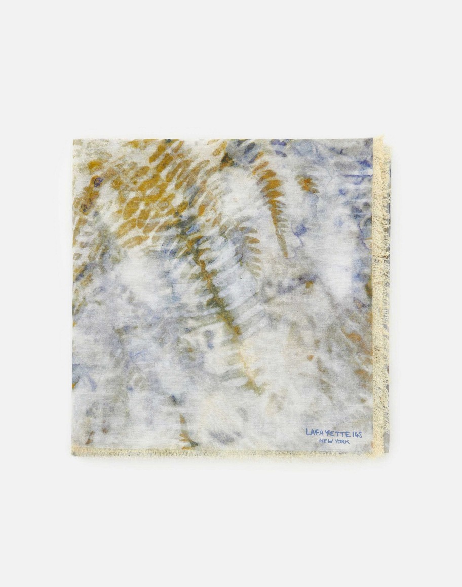 Lafayette 148 New York Wraps & Scarves | Eco Fern Print Cotton-Silk Scarf Sky Blue Multi