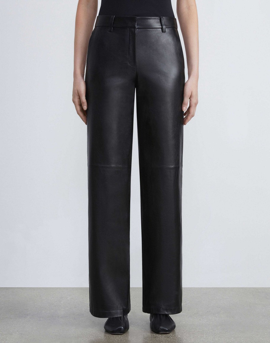 Lafayette 148 New York Pants & Shorts | Nappa Leather Sullivan Pant Pale Grey