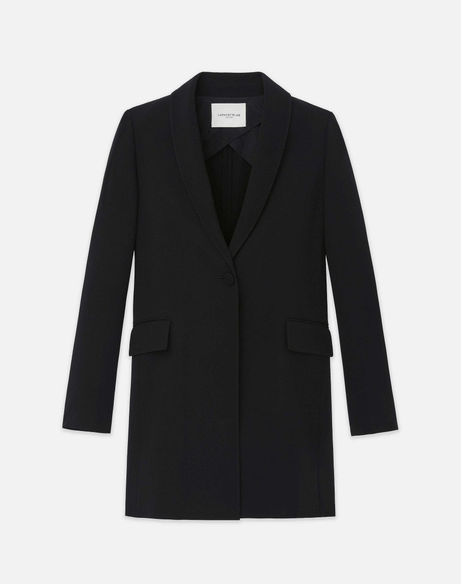 Lafayette 148 New York Jackets & Blazers | Responsible Finesse Crepe Shawl Collar Jacket Black