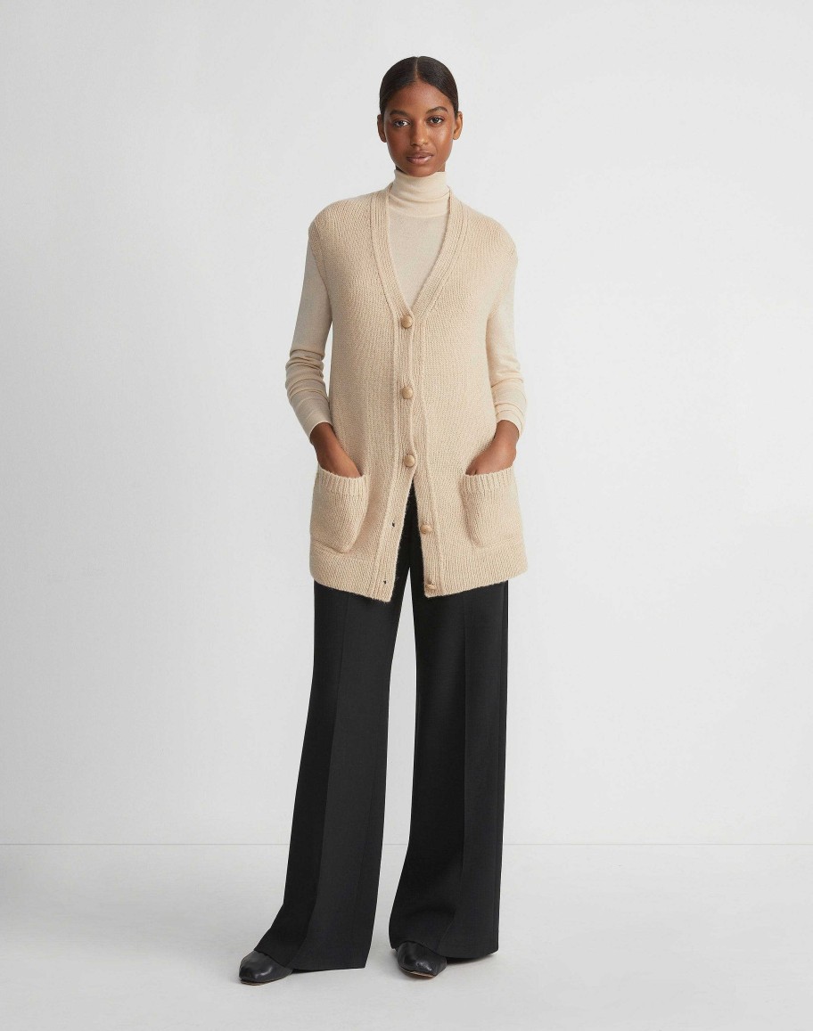 Lafayette 148 New York Sweaters & Knits | Camel Hair Chainette Button Sweater Vest Natural