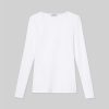 Lafayette 148 New York Tops & Tees | Cotton Rib Crewneck Long Sleeve T-Shirt Black